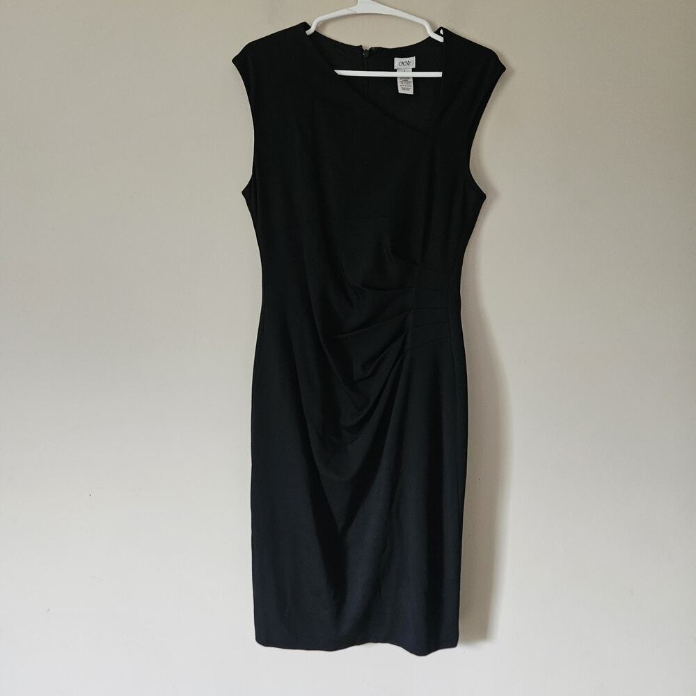 Cache Black Sleeveless Asymmetrical Sheath Zip Cocktail Dress Sz 8
